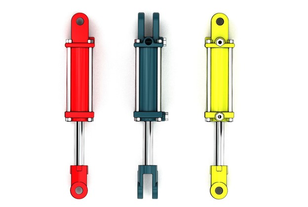 3d illustration of hydraulic cylinder isolated on white background