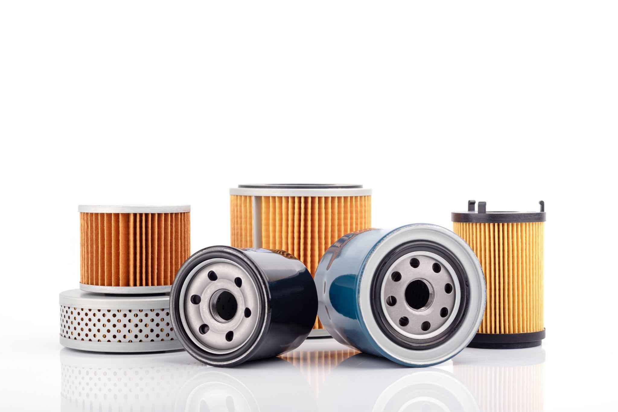 Auto parts accessories : Oil , fuel or air filter for engine car isolated on white background.