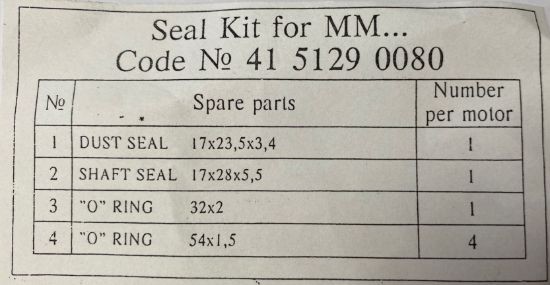 Picture of WMM (EPMM) MOTOR SERIES SEAL KIT
